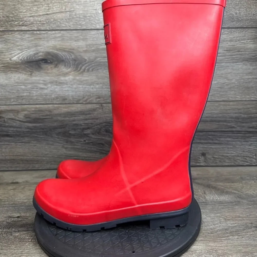 Joules Women Roll Up Wellies Size 10 Bright Red